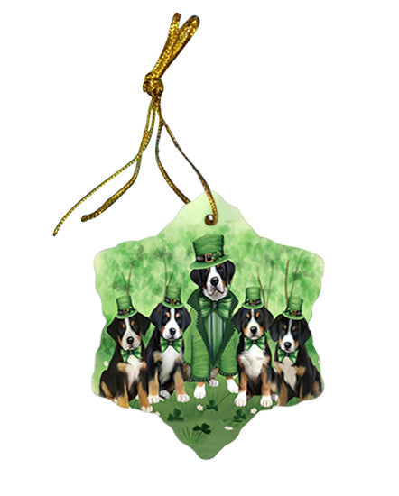St. Patricks Day Irish Portrait Greater Swiss Mountain Dogs Star Porcelain Ornament SPOR57952