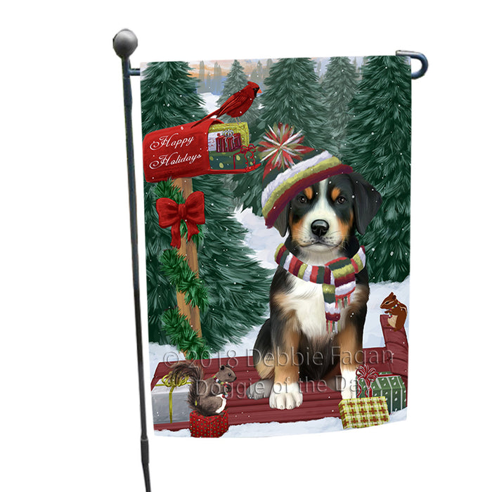 Merry Christmas Woodland Sled Greater Swiss Mountain Dog Garden Flag GFLG55240