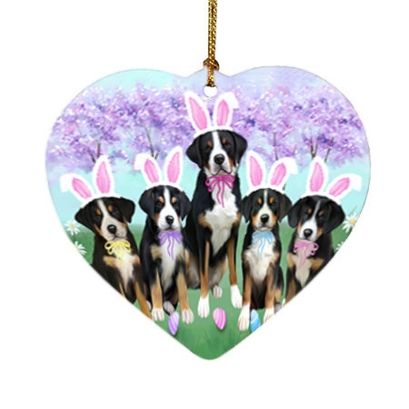 Easter Holiday Greater Swiss Mountain Dogs Heart Christmas Ornament HPOR57309