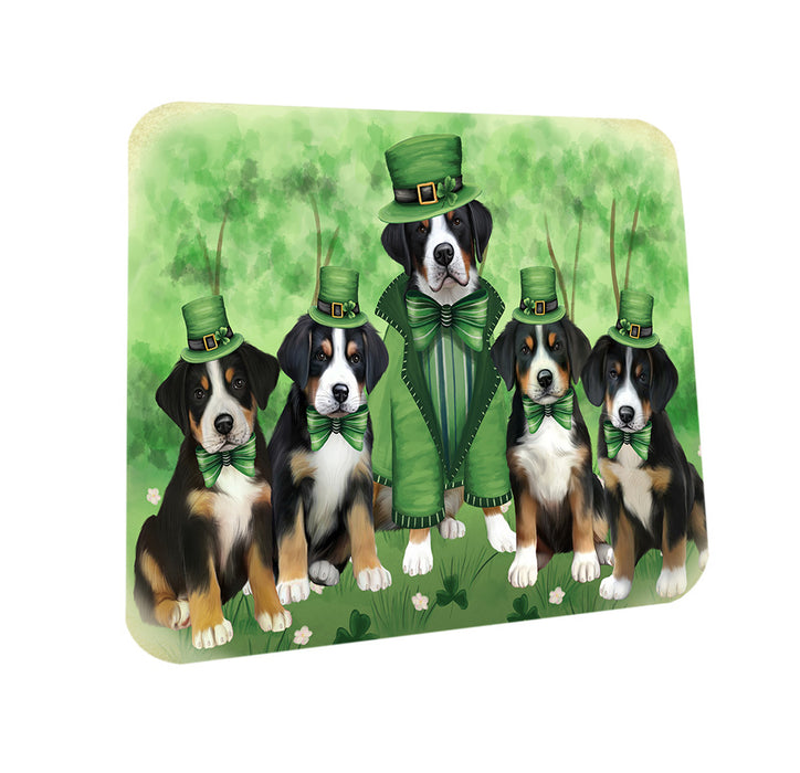 St. Patricks Day Irish Portrait Greater Swiss Mountain Dogs Coasters Set of 4 CST56970