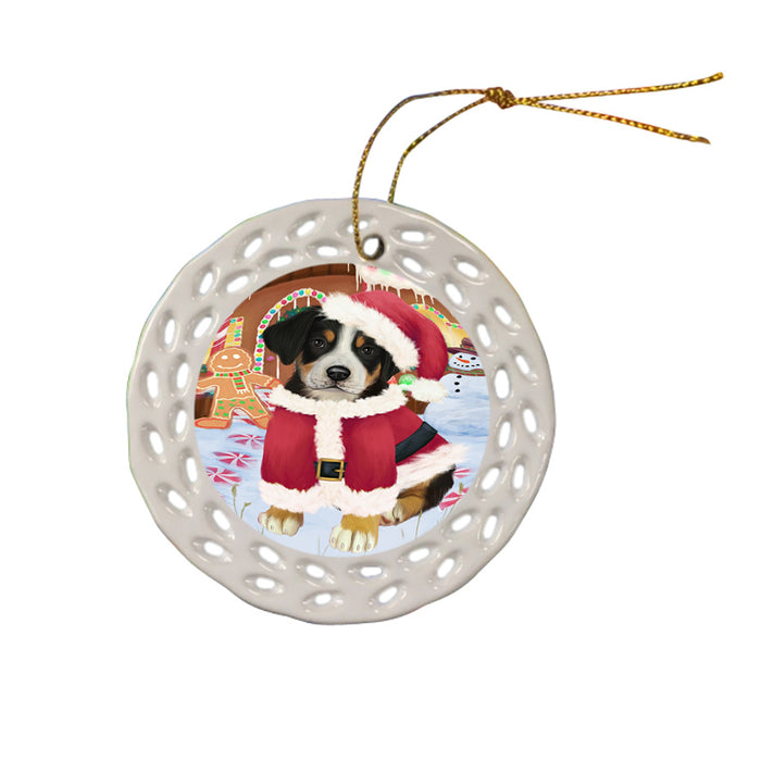 Christmas Gingerbread House Candyfest Greater Swiss Mountain Dog Ceramic Doily Ornament DPOR56712