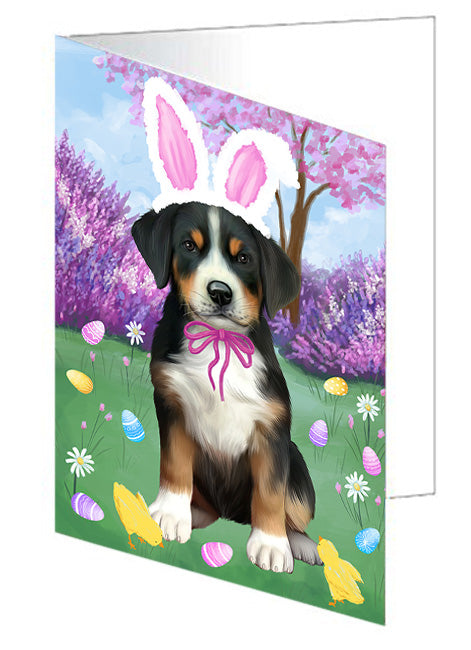 Easter Holiday Greater Swiss Mountain Dog Handmade Artwork Assorted Pets Greeting Cards and Note Cards with Envelopes for All Occasions and Holiday Seasons GCD76241