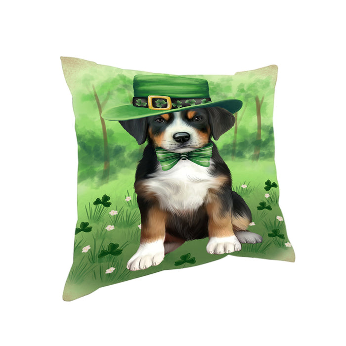St. Patricks Day Irish Portrait Greater Swiss Mountain Dog Pillow PIL86164