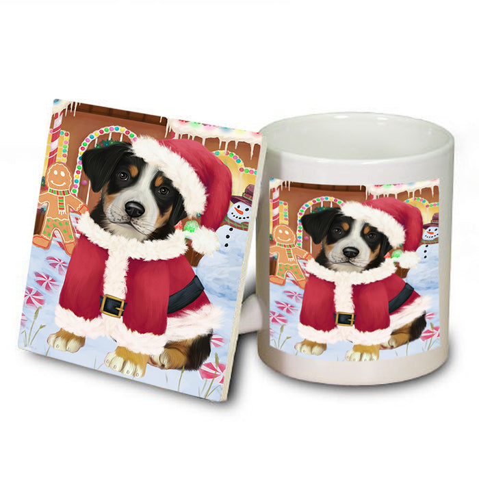 Christmas Gingerbread House Candyfest Greater Swiss Mountain Dog Mug and Coaster Set MUC56348
