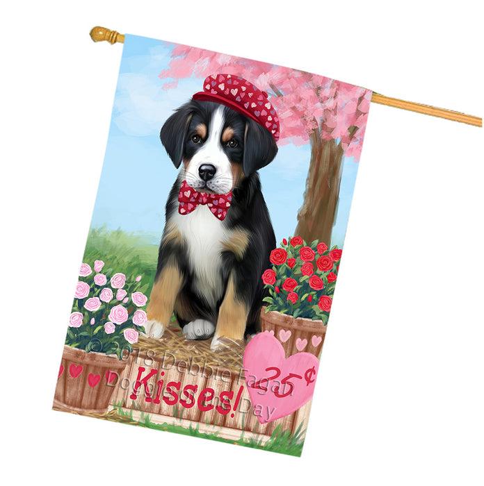 Rosie 25 Cent Kisses Greater Swiss Mountain Dog Dog House Flag FLG56569