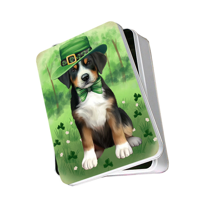 St. Patricks Day Irish Portrait Greater Swiss Mountain Dog Photo Storage Tin PITN56956