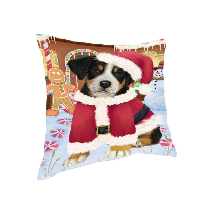 Christmas Gingerbread House Candyfest Greater Swiss Mountain Dog Pillow PIL79716