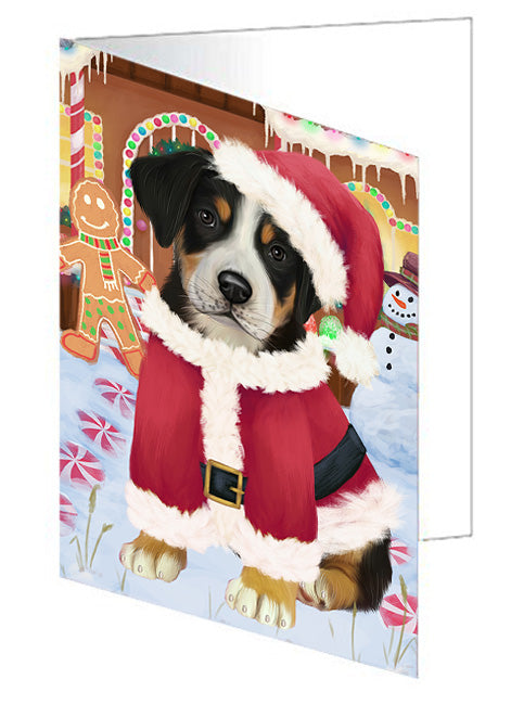 Christmas Gingerbread House Candyfest Greater Swiss Mountain Dog Handmade Artwork Assorted Pets Greeting Cards and Note Cards with Envelopes for All Occasions and Holiday Seasons GCD73583