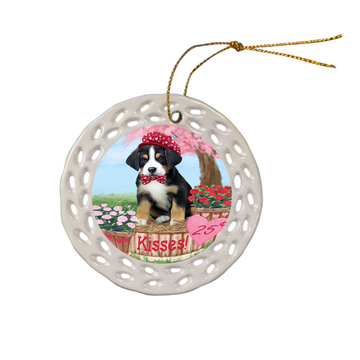 Rosie 25 Cent Kisses Greater Swiss Mountain Dog Ceramic Doily Ornament DPOR56241