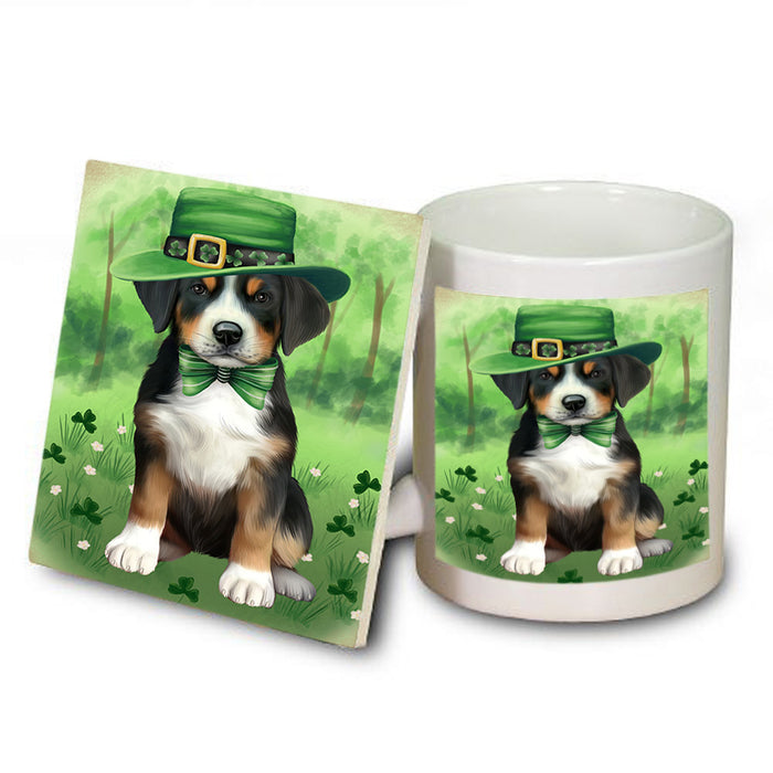 St. Patricks Day Irish Portrait Greater Swiss Mountain Dog Mug and Coaster Set MUC57005