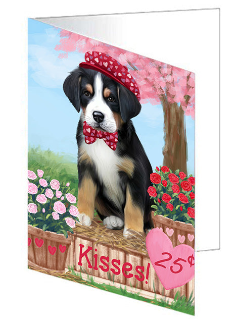 Rosie 25 Cent Kisses Greater Swiss Mountain Dog Handmade Artwork Assorted Pets Greeting Cards and Note Cards with Envelopes for All Occasions and Holiday Seasons GCD72170