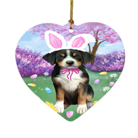 Easter Holiday Greater Swiss Mountain Dog Heart Christmas Ornament HPOR57310