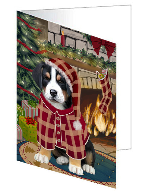 The Stocking was Hung Australian Shepherd Dog Handmade Artwork Assorted Pets Greeting Cards and Note Cards with Envelopes for All Occasions and Holiday Seasons GCD70058
