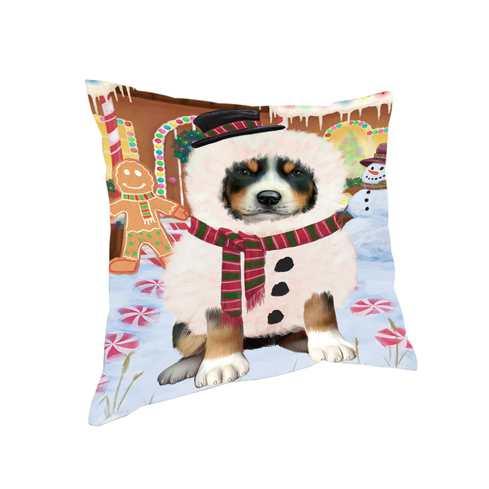 Christmas Gingerbread House Candyfest Greater Swiss Mountain Dog Pillow PIL79720