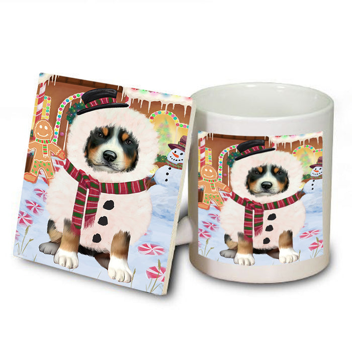 Christmas Gingerbread House Candyfest Greater Swiss Mountain Dog Mug and Coaster Set MUC56349