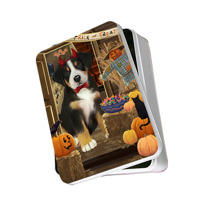 Enter at Own Risk Trick or Treat Halloween Greater Swiss Mountain Dog Photo Storage Tin PITN53152