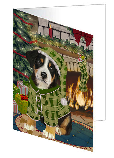 The Stocking was Hung Australian Shepherd Dog Handmade Artwork Assorted Pets Greeting Cards and Note Cards with Envelopes for All Occasions and Holiday Seasons GCD70055