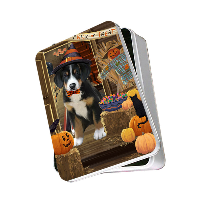 Enter at Own Risk Trick or Treat Halloween Greater Swiss Mountain Dog Photo Storage Tin PITN53153