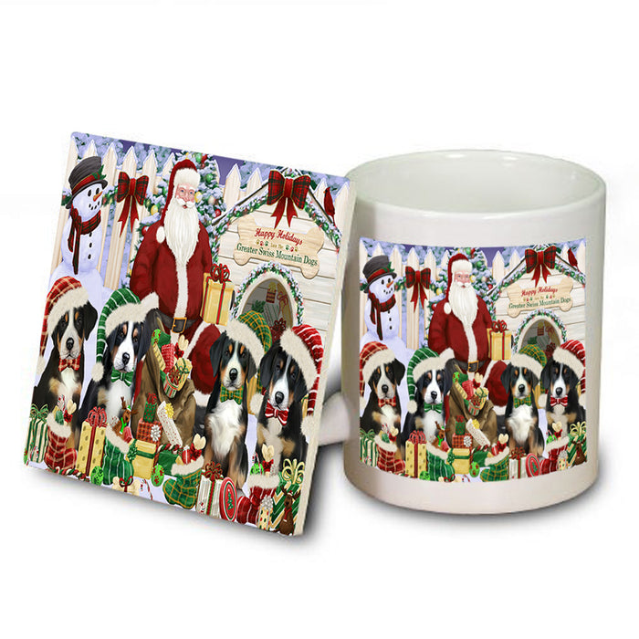 Christmas Dog House Greater Swiss Mountain Dogs Mug and Coaster Set MUC52596