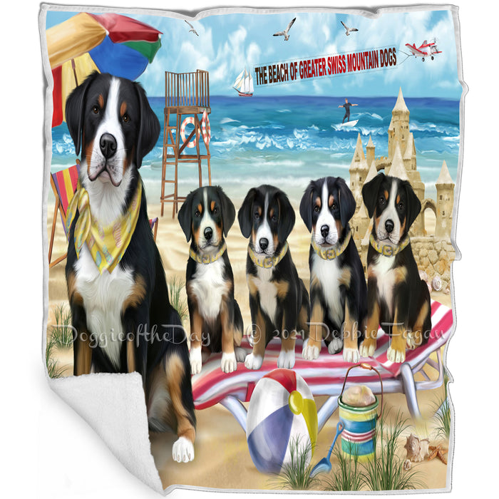 Pet Friendly Beach Greater Swiss Mountain Dog Blanket BLNKT80868