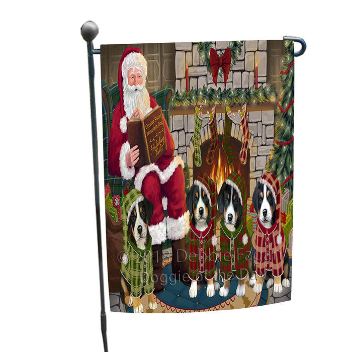 Christmas Cozy Holiday Tails Greater Swiss Mountain Dogs Garden Flag GFLG55422