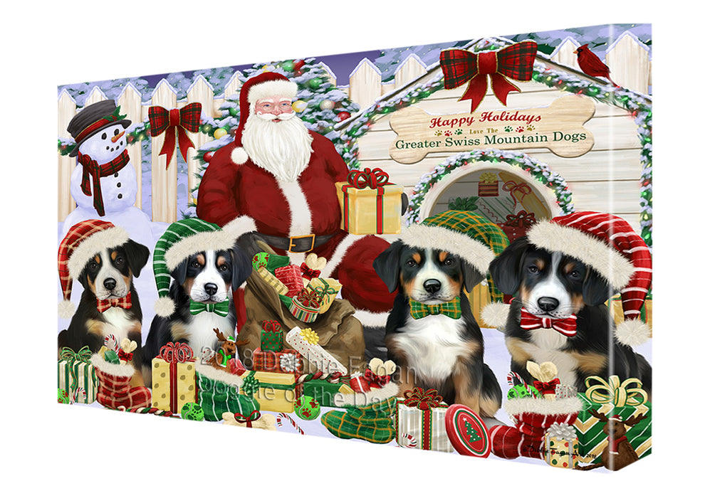 Christmas Dog House Greater Swiss Mountain Dogs Canvas Print Wall Art Décor CVS90233