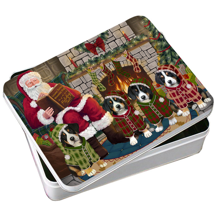 Christmas Cozy Holiday Tails Greater Swiss Mountain Dogs Photo Storage Tin PITN55072