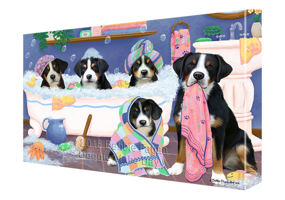 Rub A Dub Dogs In A Tub Greater Swiss Mountain Dogs Canvas Print Wall Art Décor CVS133370