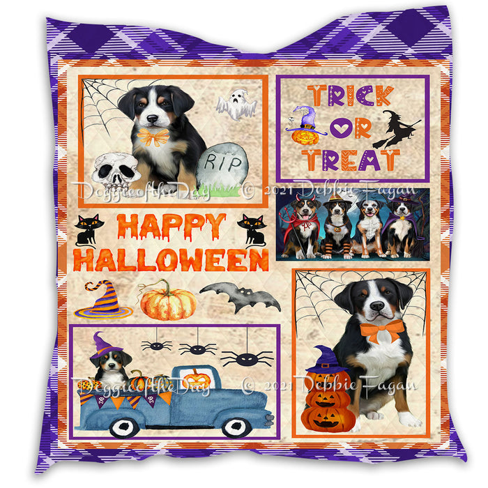 Happy Halloween Trick or Treat Pumpkin Greater Swiss Mountain Dogs Lightweight Soft Bedspread Coverlet Bedding Quilt QUILT60926