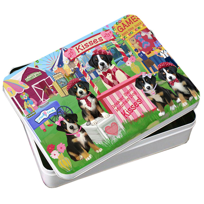 Carnival Kissing Booth Greater Swiss Mountain Dogs Photo Storage Tin PITN55781