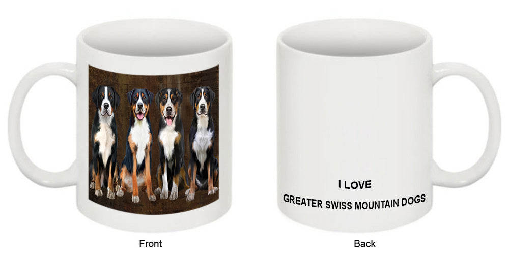 Rustic 4 Greater Swiss Mountain Dogs Coffee Mug MUG49759