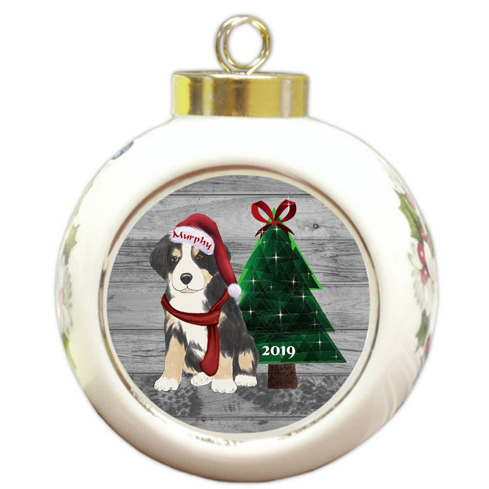 Custom Personalized Greater Swiss Mountain Dog Glassy Classy Christmas Round Ball Ornament