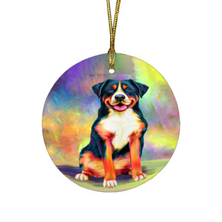 Paradise Wave Greater Swiss Mountain Dog Round Flat Christmas Ornament RFPOR56427