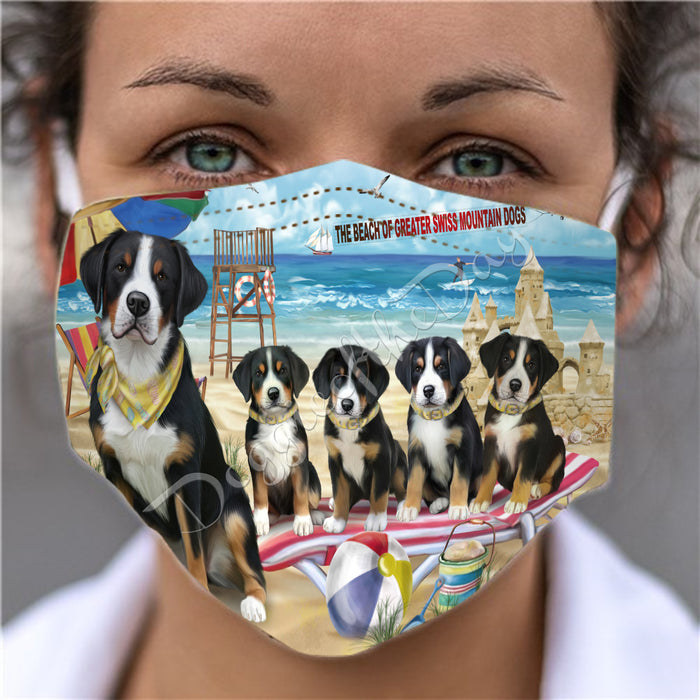 Pet Friendly Beach Greater Swiss Mountain Dogs Face Mask FM49108
