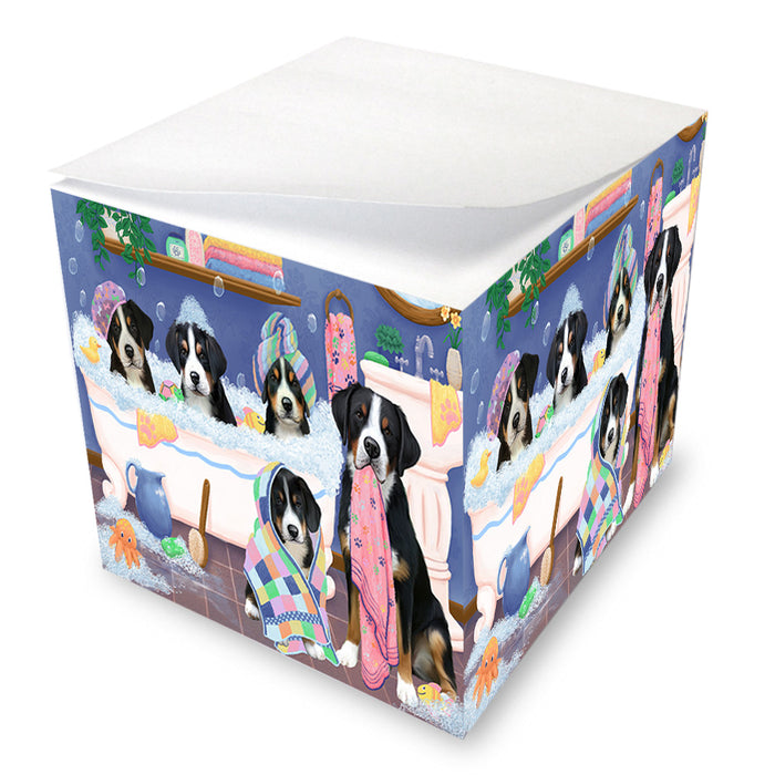 Rub A Dub Dogs In A Tub Greater Swiss Mountain Dogs Note Cube NOC54866