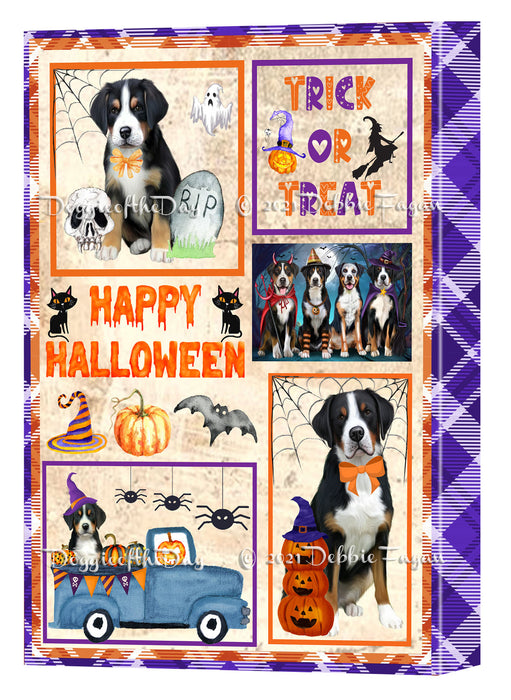 Happy Halloween Trick or Treat Greater Swiss Mountain Dogs Canvas Wall Art Decor - Premium Quality Canvas Wall Art for Living Room Bedroom Home Office Decor Ready to Hang CVS150560