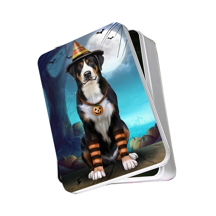 Happy Halloween Trick or Treat Greater Swiss Mountain Dog Candy Corn Photo Storage Tin PITN52507