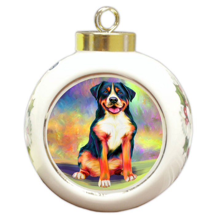 Paradise Wave Greater Swiss Mountain Dog Round Ball Christmas Ornament RBPOR56427