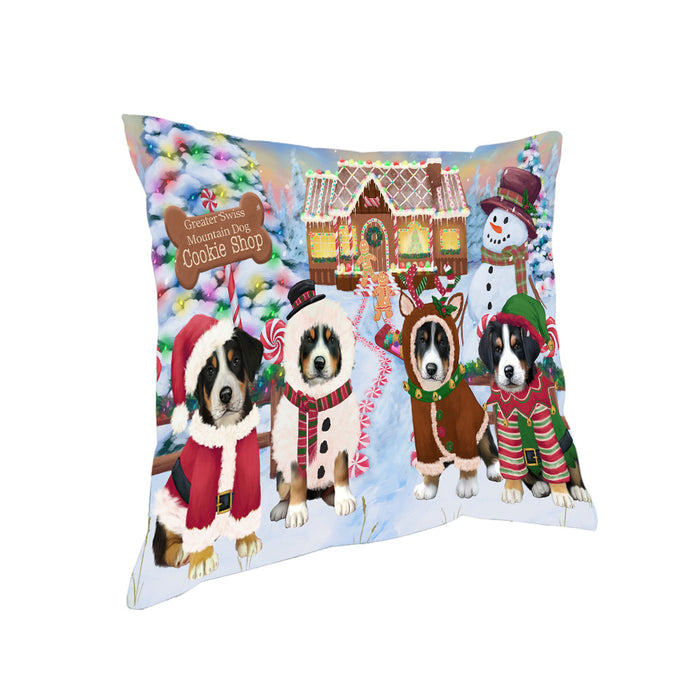 Holiday Gingerbread Cookie Shop Greater Swiss Mountain Dogs Pillow PIL79912