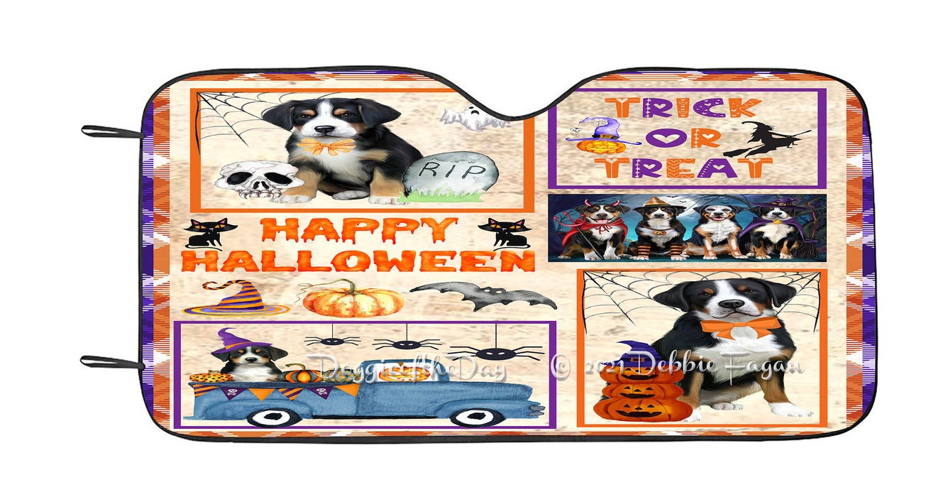 Happy Halloween Trick or Treat Greater Swiss Mountain Dogs Car Sun Shade Cover Curtain