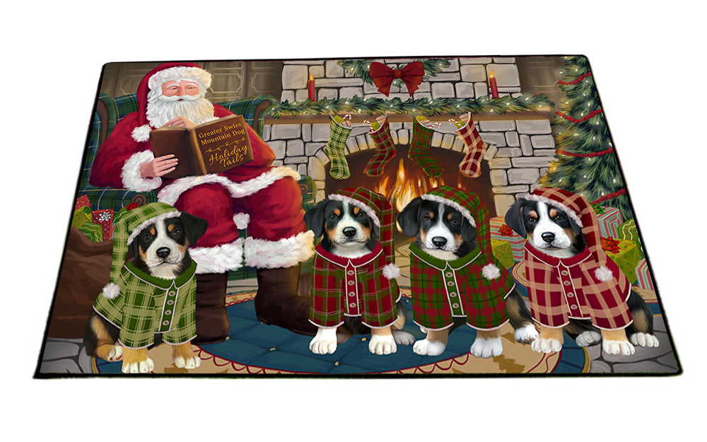 Christmas Cozy Holiday Tails Greater Swiss Mountain Dogs Floormat FLMS52674