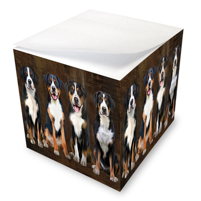 Rustic 4 Greater Swiss Mountain Dogs Note Cube NOC56007