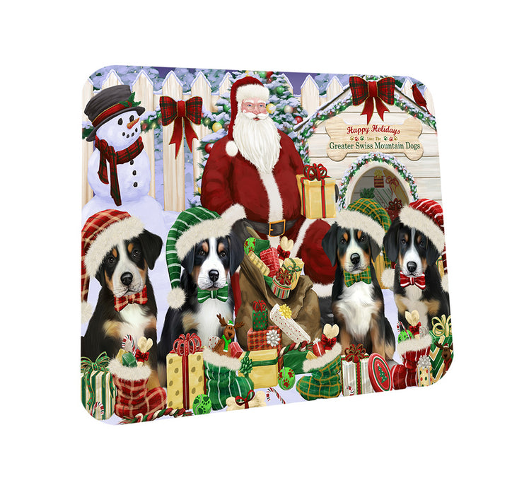 Christmas Dog House Greater Swiss Mountain Dogs Coasters Set of 4 CST52563