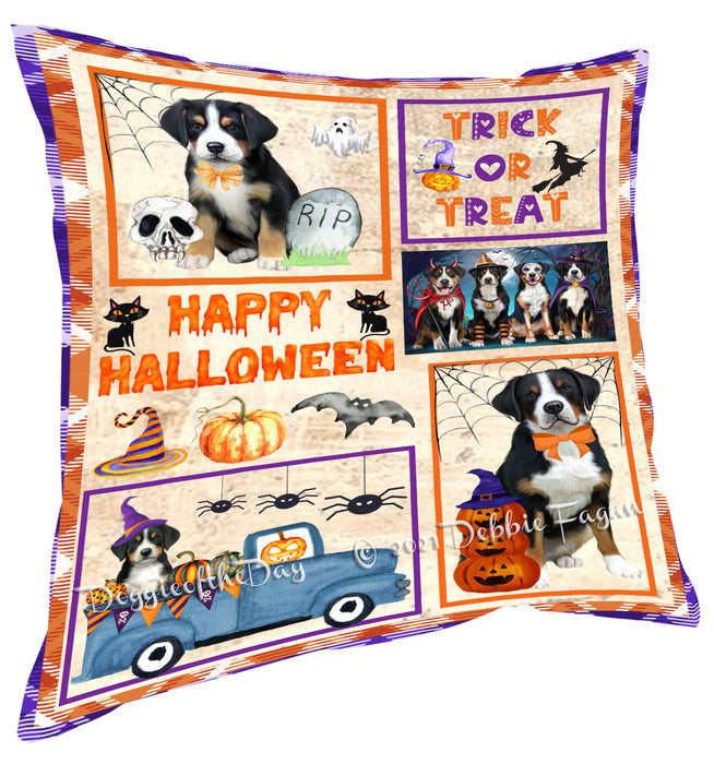 Happy Halloween Trick or Treat Greater Swiss Mountain Dogs Pillow with Top Quality High-Resolution Images - Ultra Soft Pet Pillows for Sleeping - Reversible & Comfort - Ideal Gift for Dog Lover - Cushion for Sofa Couch Bed - 100% Polyester