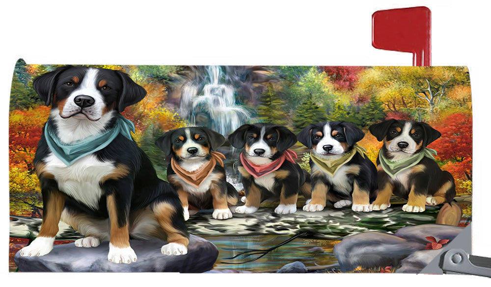 Scenic Waterfall Greater Swiss Mountain Dogs Magnetic Mailbox Cover MBC48731