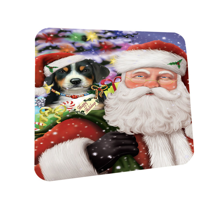 Santa Carrying Greater Swiss Mountain Dog and Christmas Presents Coasters Set of 4 CST53649