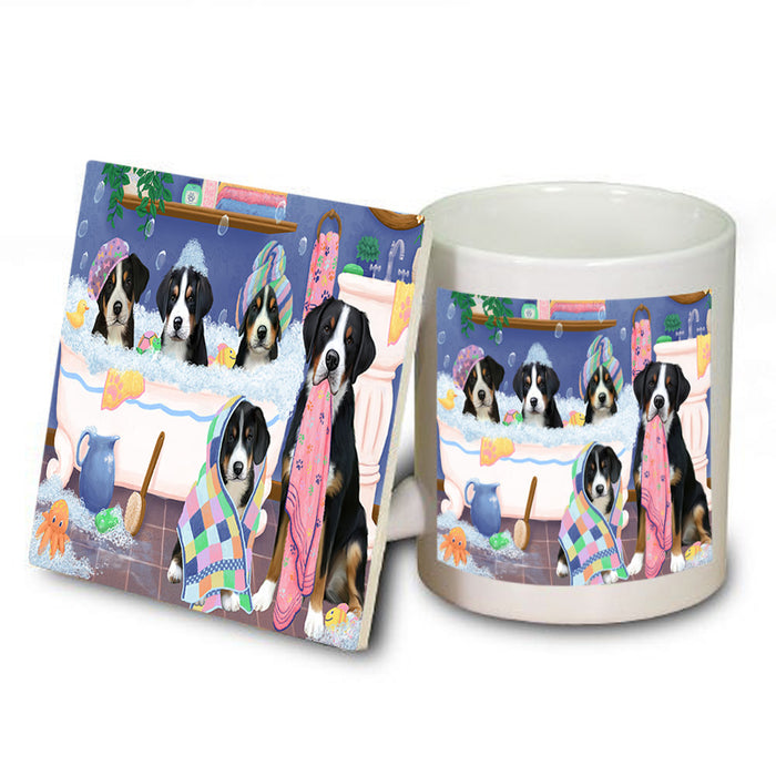 Rub A Dub Dogs In A Tub Greater Swiss Mountain Dogs Mug and Coaster Set MUC56786