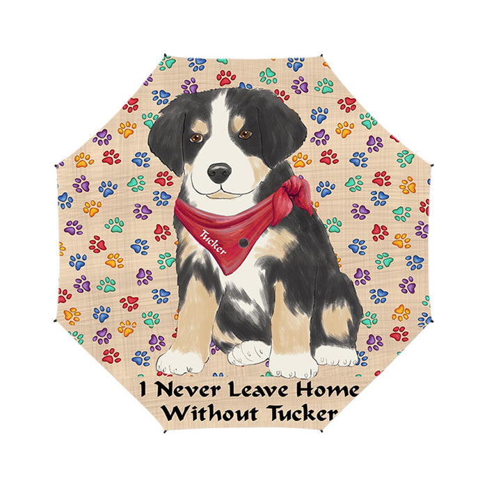 Custom Pet Name Personalized I never Leave Home Greater Swiss Mountain Dog Semi-Automatic Foldable Umbrella