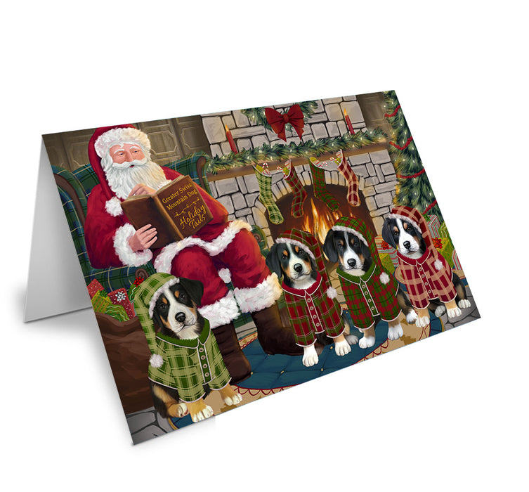 Christmas Cozy Holiday Tails Greater Swiss Mountain Dogs Handmade Artwork Assorted Pets Greeting Cards and Note Cards with Envelopes for All Occasions and Holiday Seasons GCD69902