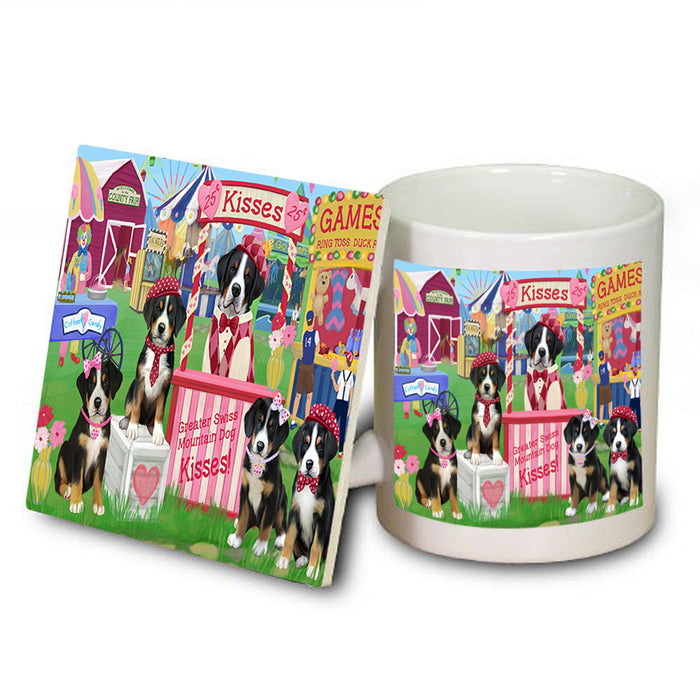 Carnival Kissing Booth Greater Swiss Mountain Dogs Mug and Coaster Set MUC55830